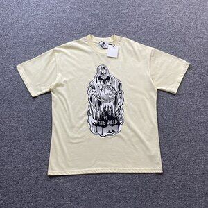 Warren Lotas Yellow T Shirt With Skull And Globe Print